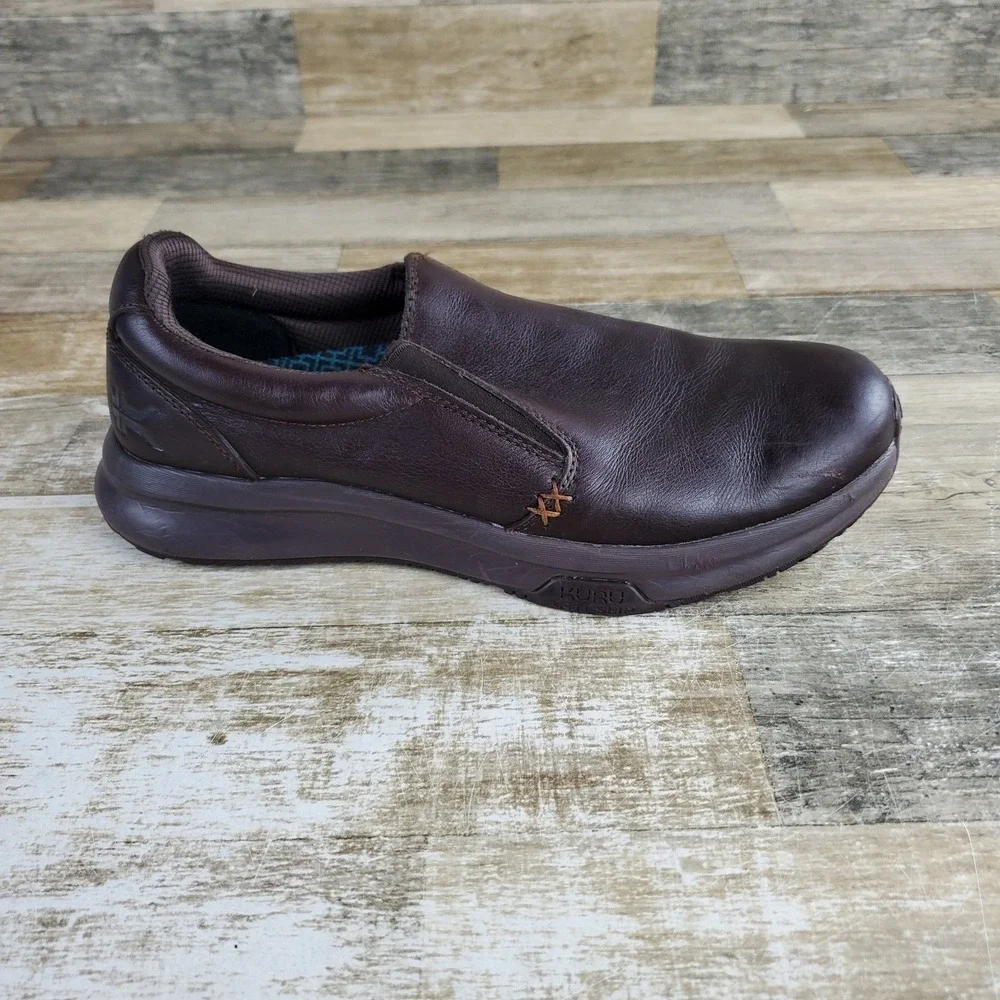 Kuru Kivi 2 Mens Work Shoes Sz 9.5 M Jet Leather Anti Slip Slip On Sneaker